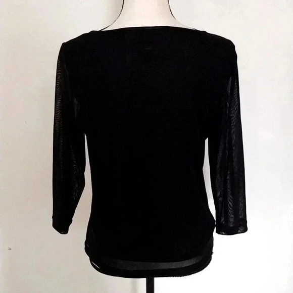 Emma James Floral Semi Sheer Black Top - Picture 10 of 11